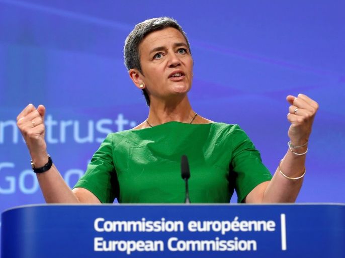 European Competition Commissioner Margrethe Vestager holds a news conference at the EU Commission's headquarters in Brussels, Belgium, June 27, 2017. REUTERS/Francois Lenoir