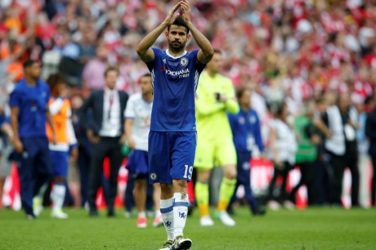 Britain Soccer Football - Arsenal v Chelsea - FA Cup Final - Wembley Stadium - 27/5/17 Chelsea’s Diego Costa applauds the fans at the end of the matchReuters / Andrew Yates EDITORIAL USE ONLY. No use with unauthorized audio, video, data, fixture lists, club/league logos or