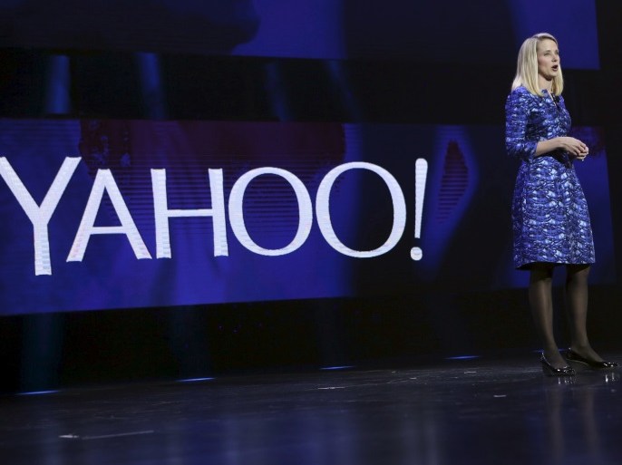 Yahoo CEO Marissa Mayer delivers her keynote address at the annual Consumer Electronics Show (CES) in Las Vegas, Nevada in this January 7, 2014, file photo. REUTERS/Robert Galbraith/Files GLOBAL BUSINESS WEEK AHEAD PACKAGE - SEARCH 'BUSINESS WEEK AHEAD APRIL 18' FOR ALL IMAGES
