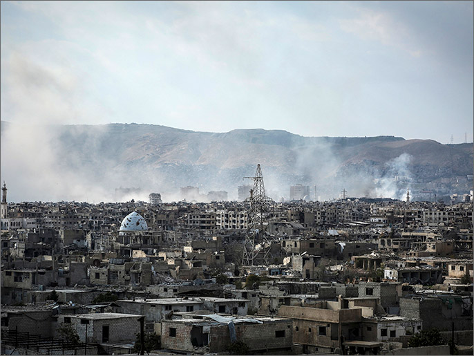 ‪‬ قوات النظام قصفت حي جوبر وبلدة عين ترما المجاورة(الجزيرة)