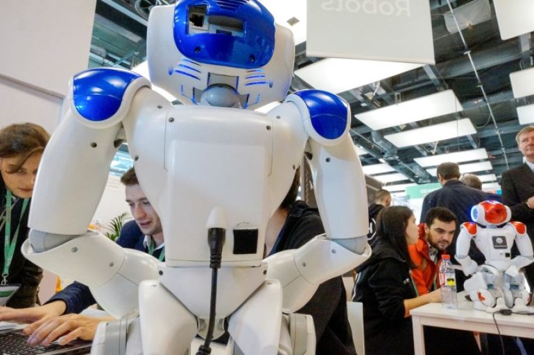 A SoftBank humanoid robot known as Nao is seen at the SIdO, the Connected Business trade show, in Lyon, France, April 6, 2017. REUTERS/Robert Pratta