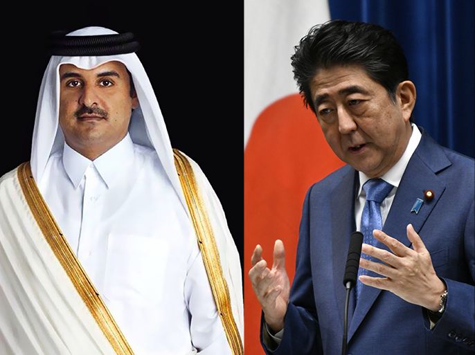 أمير دولة قطر شيخ تميم بن حمد ورئيس وزراء اليابان شينزو آبي