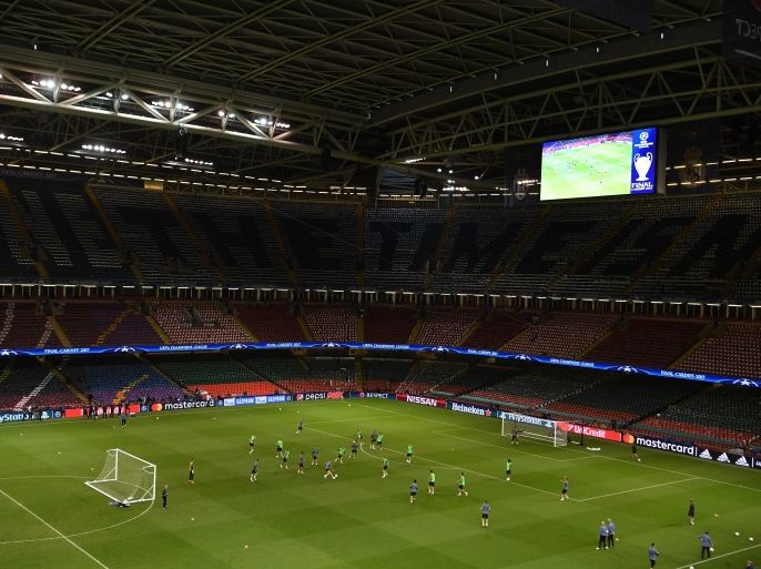 CARDIFF, WALES - JUNE 02: General view inside the stadium during a Real Madrid training session prior to the UEFA Champions League Final between Juventus and Real Madrid at the National Stadium of Wales on June 2, 2017 in Cardiff, Wales. (Photo by Michael Regan/Getty Images)