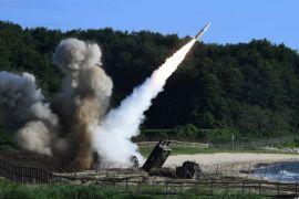 EAST COAST, SOUTH KOREA - JULY 05: In this handout photo released by the South Korean Defense Ministry, U.S. M270 Multiple Launch Rocket System firing an MGM-140 Army Tactical Missile during a U.S. and South Korea joint missile drill aimed to counter North Korea's intercontinental ballistic missile test on July 5, 2017 in East Coast, South Korea. The U.S. Army and South Korean military responded to North Korea's missile launch with a combined ballistic missile exe