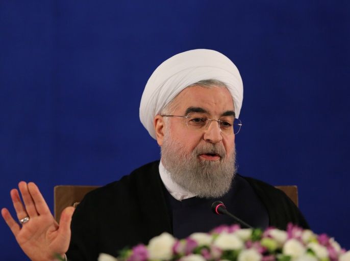 Iranian president Hassan Rouhani gestures during a news conference in Tehran, Iran, May 22, 2017. TIMA via REUTERS ATTENTION EDITORS - THIS IMAGE WAS PROVIDED BY A THIRD PARTY. FOR EDITORIAL USE ONLY.
