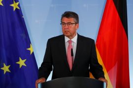 German Foreign Minister Sigmar Gabriel addresses a news conference in Berlin, Germany, July 20, 2017, after he has interrupted his summer vacation and returned to Berlin to discuss a deepening crisis in relations with Turkey over the arrest of human rights activists. REUTERS/Fabrizio Bensch