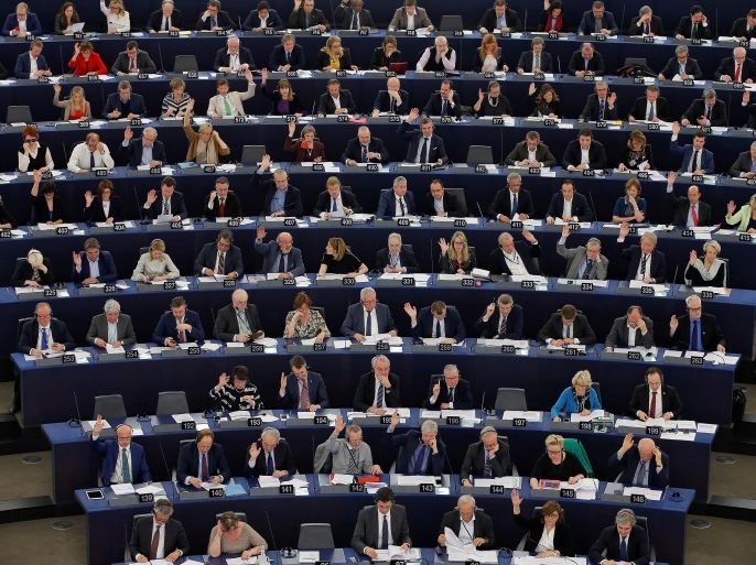 Members of the European Parliement take part in a voting session at the European Parliament in Strasbourg, France, March 14, 2017. REUTERS/Vincent Kessler