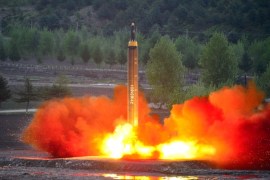 The long-range strategic ballistic rocket Hwasong-12 (Mars-12) is launched during a test in this undated photo released by North Korea's Korean Central News Agency (KCNA) on May 15, 2017. KCNA via REUTERS REUTERS ATTENTION EDITORS - THIS IMAGE WAS PROVIDED BY A THIRD PARTY. EDITORIAL USE ONLY. REUTERS IS UNABLE TO INDEPENDENTLY VERIFY THIS IMAGE. NO THIRD PARTY SALES. SOUTH KOREA OUT. TPX IMAGES OF THE DAY
