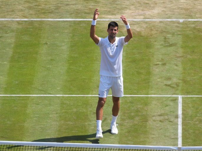 Tennis - Wimbledon - London, Britain - July 6, 2017 SerbiaÕs Novak Djokovic celebrates winning his second round match against Czech RepublicÕs Adam Pavlasek REUTERS/Toby Melville