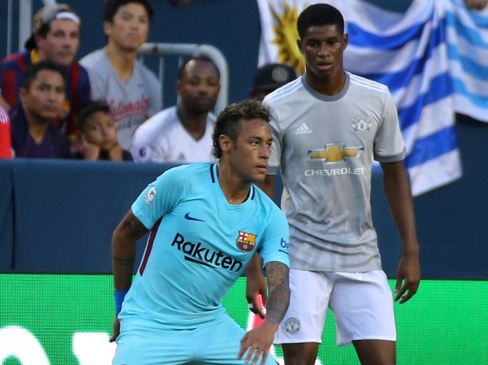 Soccer Football - FC Barcelona vs Manchester United - International Champions Cup - Washington, USA - July 26, 2017 Barcelona's Neymar in action with Manchester United's Marcus Rashford REUTERS/Carlos Barria
