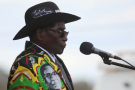 President Robert Mugabe addresses supporters of his ruling ZANU (PF) party gathered for a rally in Chinhoyi, Zimbabwe, July 29, 2017. REUTERS/Philimon Bulawayo