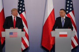 U.S. President Donald Trump and Polish President Andrzej Duda hold a joint news conference, in Warsaw, Poland July 6, 2017. REUTERS/Carlos Barria
