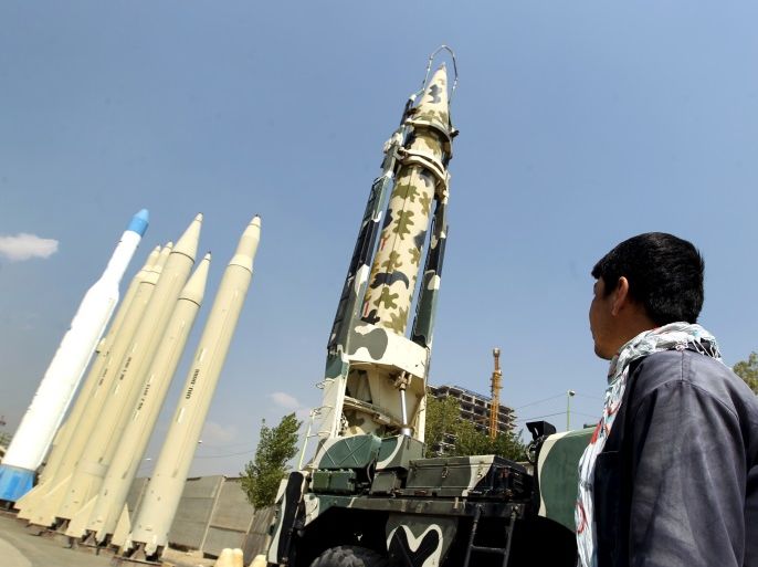 A man looks at Iranian-made missiles at Holy Defence Museum in Tehran September 23, 2015.REUTERS/Raheb Homavandi/TIMAATTENTION EDITORS - THIS PICTURE WAS PROVIDED BY A THIRD PARTY. REUTERS IS UNABLE TO INDEPENDENTLY VERIFY THE AUTHENTICITY, CONTENT, LOCATION OR DATE OF THIS IMAGE. FOR EDITORIAL USE ONLY. NOT FOR SALE FOR MARKETING OR ADVERTISING CAMPAIGNS. NO THIRD PARTY SALES. NOT FOR USE BY REUTERS THIRD PARTY DISTRIBUTORS. THIS PICTURE IS DISTRIBUTED EXACTLY AS RECEI