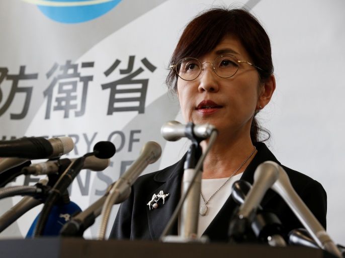 Japan's Defence Minister Tomomi Inada announces her resignation during a news conference at the Defence Ministry in Tokyo, Japan July 28, 2017. REUTERS/Kim Kyung-Hoon
