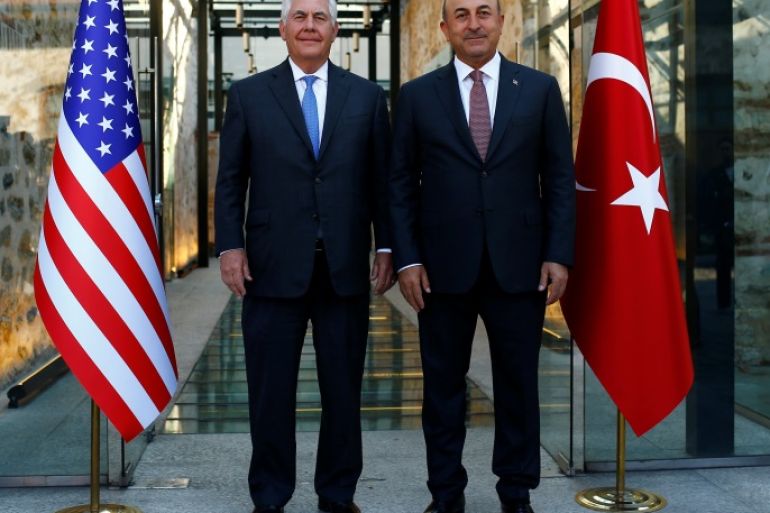 U.S. Secretary of State Rex Tillerson meets with Turkish Foreign Minister Mevlut Cavusoglu in Istanbul, Turkey, July 9, 2017. REUTERS/Murad Sezer