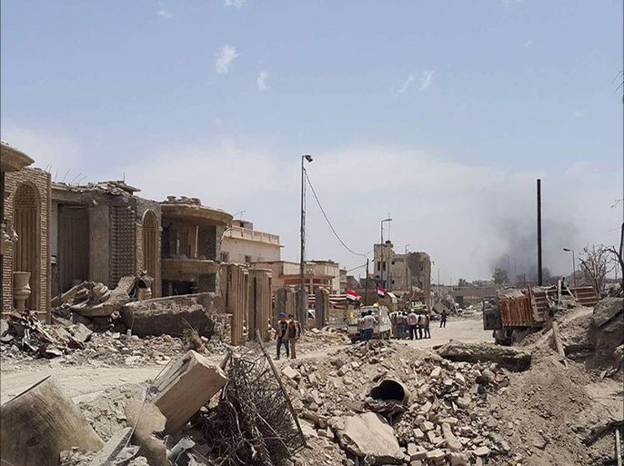 جانب من اثار الدمار الذي لحق بمدينة الموصل