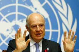 United Nations Special Envoy for Syria Staffan de Mistura attends a news conference during the Intra Syria talks at the United Nations Offices in Geneva, Switzerland, May 19, 2017. REUTERS/Pierre Albouy
