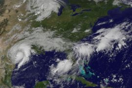 Hurricane Harvey is seen over the Texas Gulf Coast, U.S.,in this NOAA GOES East satellite image taken at 10:37 ET (14:37 GMT) August 26, 2017. NOAA/Handout via Reuters THIS IMAGE HAS BEEN SUPPLIED BY A THIRD PARTY. IT IS DISTRIBUTED, EXACTLY AS RECEIVED BY REUTERS, AS A SERVICE TO CLIENTS.