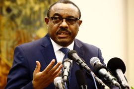 Ethiopian Prime Minister Hailemariam Desalegn speaks during a press conference held with the Sudanese President in Khartoum on August 17, 2017. / AFP PHOTO / ASHRAF SHAZLY (Photo credit should read ASHRAF SHAZLY/AFP/Getty Images)