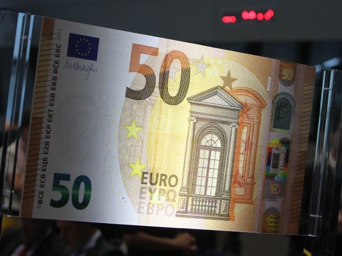 A new 50 euro banknote is presented at the European Central Bank (ECB) in Frankfurt am Main, western Germany, on July 5, 2016. / AFP / DANIEL ROLAND (Photo credit should read DANIEL ROLAND/AFP/Getty Images)