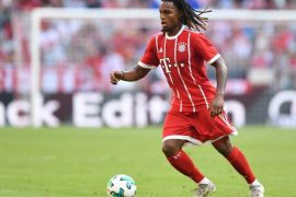 Bayern Munich's Portuguese midfielder Renato Sanches gestures during the third place Audi Cup football match between SSC Napoli and Bayern Munich in the stadium in Munich, southern Germany, on August 2, 2017. / AFP PHOTO / Christof STACHE / RESTRICTIONS: ACCORDING TO DFB RULES IMAGE SEQUENCES TO SIMULATE VIDEO IS NOT ALLOWED DURING MATCH TIME. MOBILE (MMS) USE IS NOT ALLOWED DURING AND FOR FURTHER TWO HOURS AFTER THE MATCH. == RESTRICTED TO EDITORIAL USE == FOR MORE INFORMATION CONTACT DFB DIRECTLY AT +49 69 67880 / (Photo credit should read CHRISTOF STACHE/AFP/Getty Images)