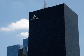 A logo is seen on the Areva Tower, the headquarters of the French nuclear reactor maker Areva, by architects Roger Saubot et Francois Jullien at La Defense business and financial district in Courbevoie near Paris, France, June 1, 2017. Picture taken June 1, 2017. REUTERS/Charles Platiau
