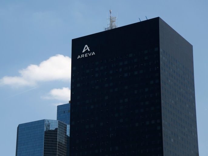 A logo is seen on the Areva Tower, the headquarters of the French nuclear reactor maker Areva, by architects Roger Saubot et Francois Jullien at La Defense business and financial district in Courbevoie near Paris, France, June 1, 2017. Picture taken June 1, 2017. REUTERS/Charles Platiau