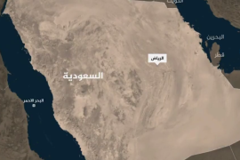 خريطة للسعودية تظهر فيها العامة الرياض