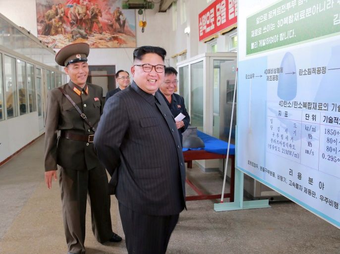 North Korean leader Kim Jong-Un smiles during a visit to the Chemical Material Institute of the Academy of Defense Science in this undated photo released by North Korea's Korean Central News Agency (KCNA) in Pyongyang on August23, 2017. KCNA/via REUTERS ATTENTION EDITORS - THIS PICTURE WAS PROVIDED BY A THIRD PARTY. FOR EDITORIAL USE ONLY. NO THIRD PARTY SALES. SOUTH KOREA OUT. TPX IMAGES OF THE DAY