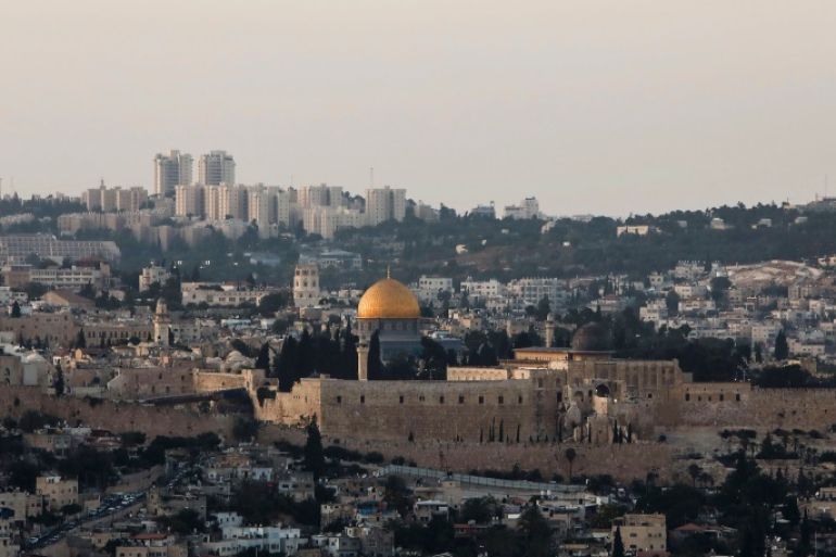A picture taken on July 27, 2017 shows a general view of Jerusalem's Old City skyline from the west, with the Golden Dome of the Rock seen in the centre of Al-Aqsa mosque compound, also known as the Haram al-Sharif or to Jews as the Temple Mount. / AFP PHOTO / GALI TIBBON (Photo credit should read GALI TIBBON/AFP/Getty Images)