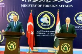 Turkish foreign minister Mevlut Cavusoglu speaks during a joint news conference with Iraqi Foreign Minister Ibrahim al-Jaafari in Baghdad, Iraq August 23, 2017. REUTERS/Khalid al Mousily