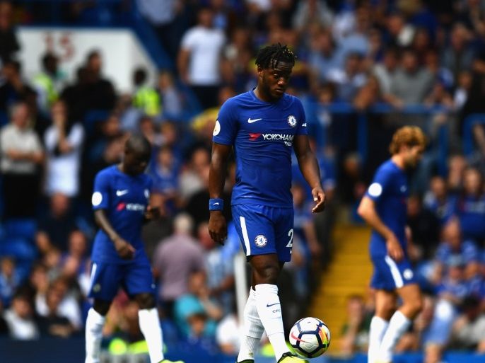 LONDON, ENGLAND - AUGUST 12: Michy Bashuayi of Chelsea walks off dejected at half time during the Premier League match between Chelsea and Burnley at Stamford Bridge on August 12, 2017 in London, England. (Photo by Dan Mullan/Getty Images)