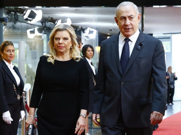 Israeli Prime Minister Benjamin Netanyahu and his wife Sara arrive ahead of a memorial ceremony in honour of late former German Chancellor Helmut Kohl, at the European Parliament in Strasbourg, France, July 1, 2017. REUTERS/Arnd Wiegmann