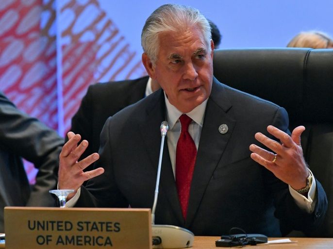 U.S. Secretary of State Rex Tillerson gestures before the 10th Lower Mekong Initiative Ministerial Meeting, part of the Association of Southeast Asian Nations (ASEAN) regional security forum in Manila, Philippines August 6, 2017. REUTERS/Mohd Rasfan/Pool