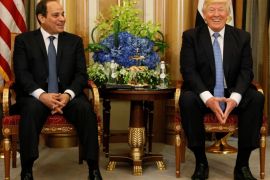 U.S. President Donald Trump meets with Egypt's President Abdel Fattah al-Sisi in Riyadh, Saudi Arabia May 21, 2017. REUTERS/Jonathan Ernst