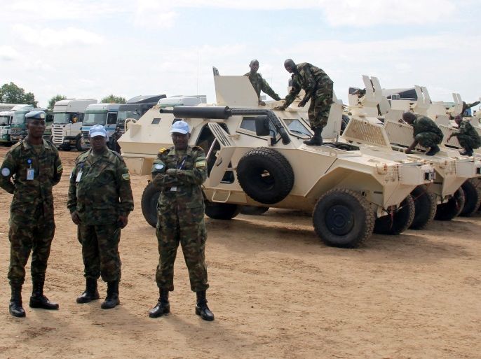 Rwandan peacekeepers from the Rwanda Defence Force (RDF) check their armoured personnel carriers (APC) before a parade in Juba, South Sudan, August 8, 2017. REUTERS/Samir Bol