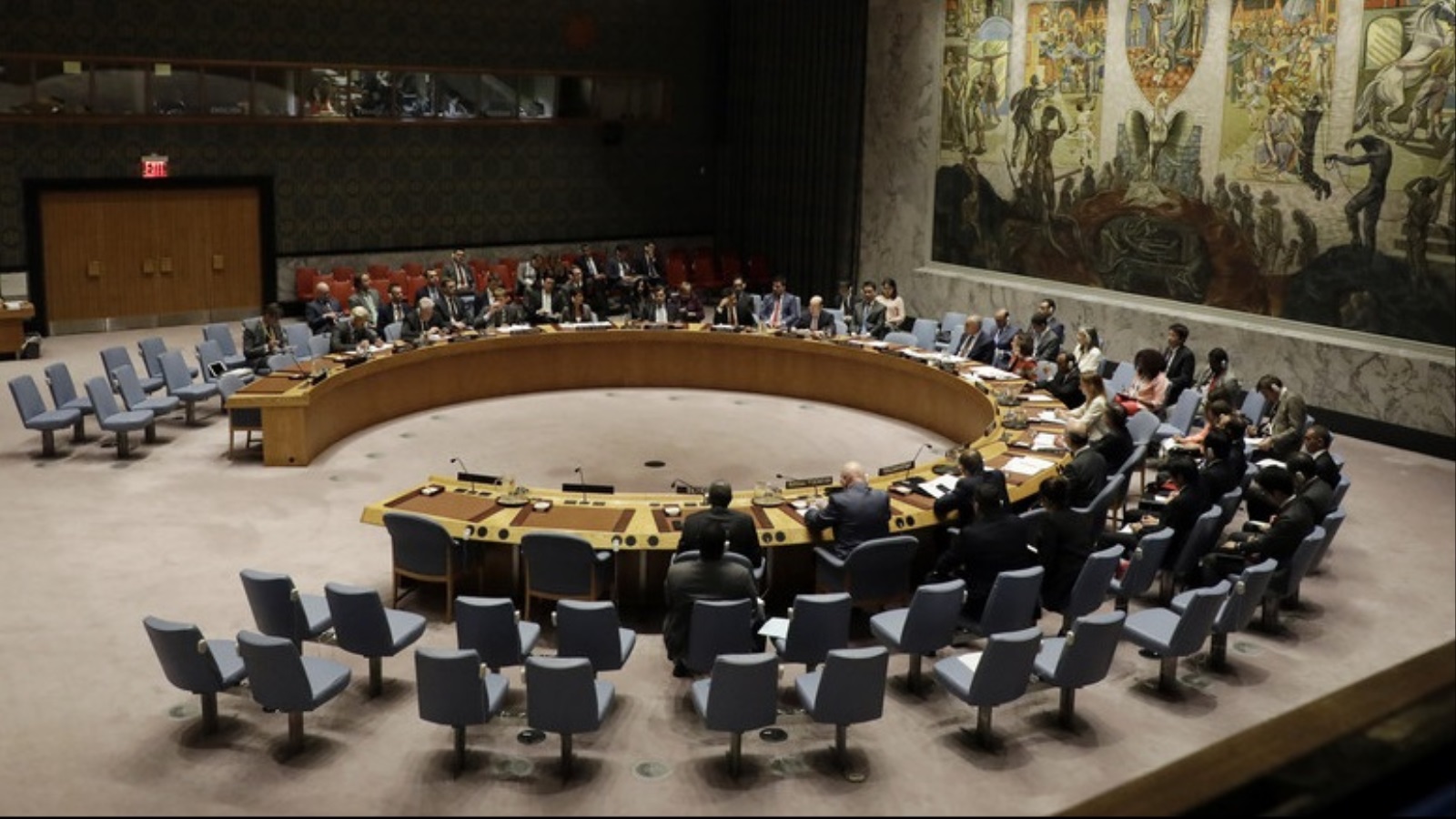 ‪جلسة عقدها مجلس الأمن أواخر الشهر الماضي بشأن كوريا الشمالية‬ جلسة عقدها مجلس الأمن أواخر الشهر الماضي بشأن كوريا الشمالية (الأوروبية)