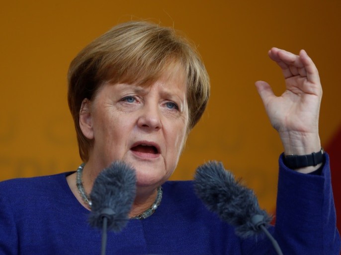 German Chancellor Angela Merkel, a top candidate of the Christian Democratic Union Party (CDU) for the upcoming general elections, gestures as she speaks during an election rally in Fritzlar, Germany September 21, 2017. REUTERS/Kai Pfaffenbach