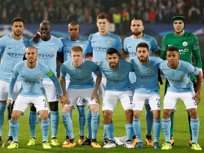 Soccer Football - Champions League - Feyenoord vs Manchester City - De Kuip, Rotterdam, Netherlands - September 13, 2017 Manchester City team group before the match Action Images via Reuters/Carl Recine