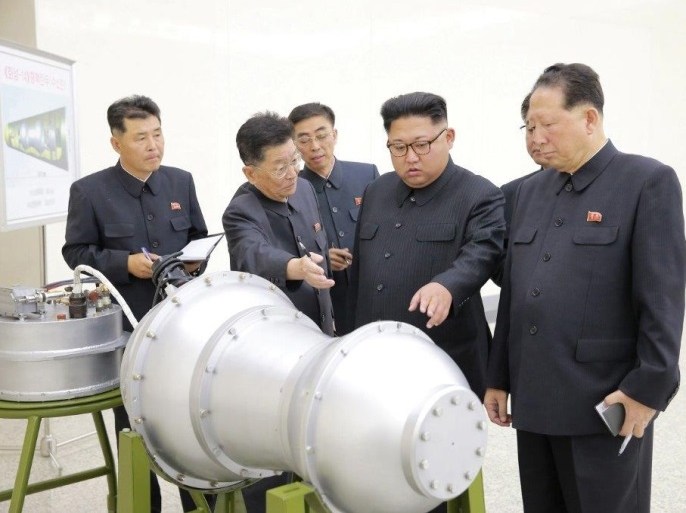 North Korean leader Kim Jong Un provides guidance on a nuclear weapons program in this undated photo released by North Korea's Korean Central News Agency (KCNA) in Pyongyang September 3, 2017. KCNA via REUTERS ATTENTION EDITORS - THIS PICTURE WAS PROVIDED BY A THIRD PARTY. REUTERS IS UNABLE TO INDEPENDENTLY VERIFY THE AUTHENTICITY, CONTENT, LOCATION OR DATE OF THIS IMAGE. NOT FOR SALE FOR MARKETING OR ADVERTISING CAMPAIGNS. NO THIRD PARTY SALES. NOT FOR USE BY REUTERS