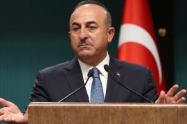 Turkish Foreign Minister Mevlut Cavusoglu speaks during a joint press conference with and French Minister for Foreign and European Affairs following a meeting at the Presidential Complex in the Turkish capital Ankara, on September 14, 2017. / AFP PHOTO / ADEM ALTAN (Photo credit should read ADEM ALTAN/AFP/Getty Images)