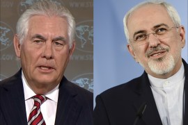 كومبو يجمع بين صورتي وزير الخارجية الأميركي ريكس تيلرسون ووزير الخارجية الإيراني جواد ظريف