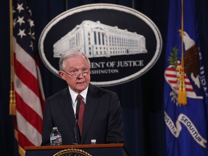 WASHINGTON, DC - SEPTEMBER 05: U.S. Attorney General Jeff Sessions speaks on immigration at the Justice Department September 5, 2017 in Washington, DC. Sessions announced that the Trump Administration is ending the Obama era Deferred Action for Childhood Arrivals (DACA) program, which protect those who were brought to the U.S. illegally as children, with a six-month delay for the Congress to put in replacement legislation. (Photo by Alex Wong/Getty Images)