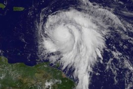 Hurricane Maria is shown in the Atlantic Ocean in this NOAA's GOES East satellite as it strengthened to a Category 3 hurricane just east of the Leeward Islands at 10:45 a.m. EDT (1445 UTC) on September 18, 2017. Courtesy NASA/NOAA GOES Project/Handout via REUTERS ATTENTION EDITORS - THIS IMAGE WAS PROVIDED BY A THIRD PARTY.