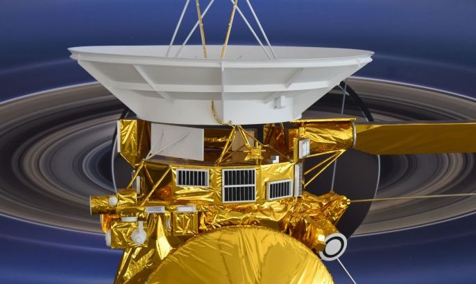 A model of the Cassini spacecraft is seen at NASA's Jet Propulsion Laboratory (JPL) September 13, 2017 in Pasadena, California. Cassini's 20-year mission to study Saturn will end on September 15, 2017 when the spacecraft burns up after intentionally plunging in the ringed planet's atmosphere in what NASA is calling 'The Grand Finale.' / AFP PHOTO / Robyn Beck (Photo credit should read ROBYN BECK/AFP/Getty Images)