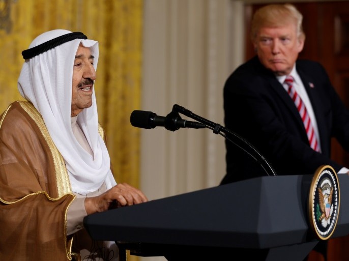 Kuwait's Emir Sabah Al-Ahmad Al-Jaber Al-Sabah (L) and U.S. President Donald Trump hold a news conference after their meetings at the White House in Washington, U.S. September 7, 2017. REUTERS/Jonathan Ernst