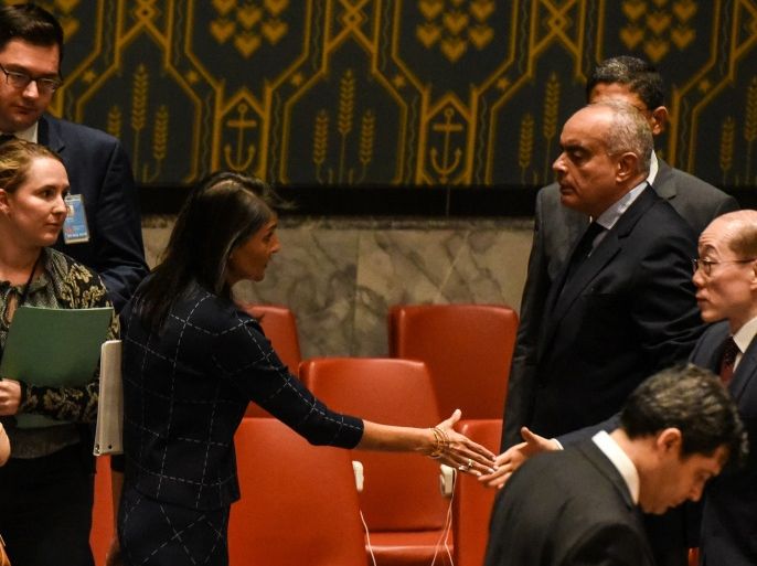 U.S. Ambassador to the UN, Nikki Haley speaks on the sidelines with Chinese Ambassador Liu Jieyi after a United Nations Security Council meeting on North Korea in New York City, U.S., September 11, 2017. REUTERS/Stephanie Keith