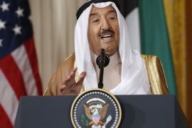 Kuwait's Emir Sheikh Sabah Al-Ahmad Al-Jaber Al-Sabah addresses a joint news conference with U.S. President Donald Trump in the East Room of the White House in Washington, U.S., September 7, 2017. REUTERS/Kevin Lamarque