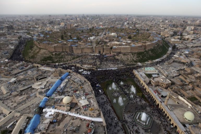 An aerial view of the city of Arbil, the capital of the autonomous Kurdistan region, about 350 km (217 miles) north of Baghdad, March 19, 2013. Picture taken March 19, 2013. REUTERS/Azad Lashkari (IRAQ - Tags: CITYSCAPE)