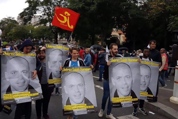 مظاهرة في باريس لإطلاق سراح  المحامي صلاح الحموري لجزيرة نت